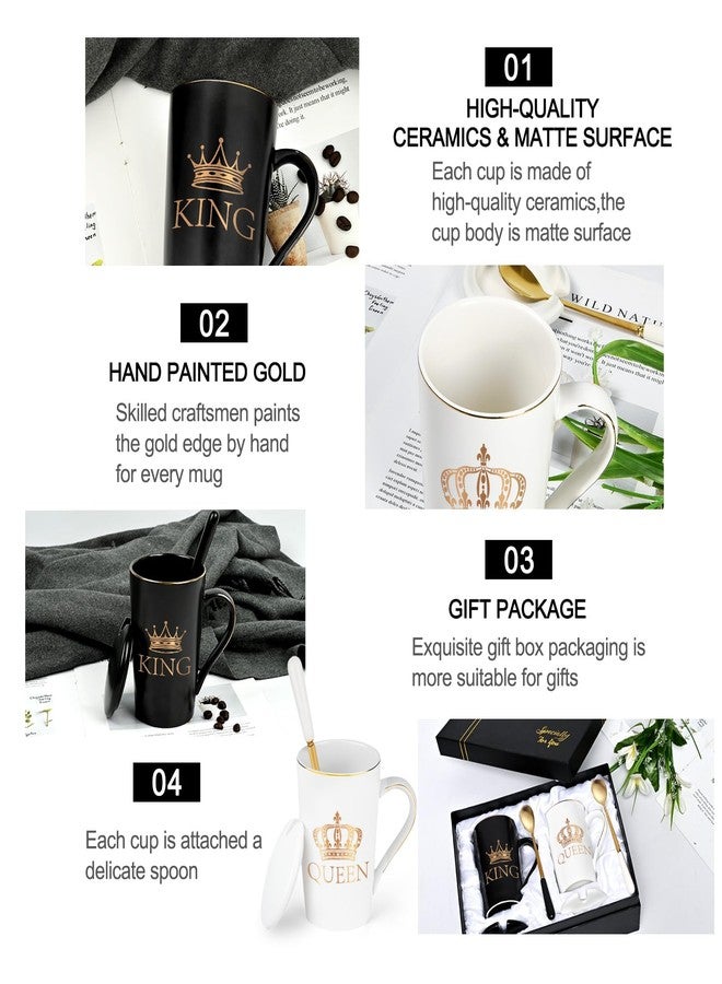 Cabtnca King and Queen Mug Set, Couples His and Hers Gifts for Christmas, Funny Coffee Mug Set for Couples, Wedding Engagement Newlyweds Gifts for Husband and Wife, 14 Oz with Gift Box - Image 5
